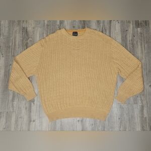 Jos.‎ A. Bank Cable-knit Crewneck Sweater Gold Mustard Yellow Color Mens 2XL.